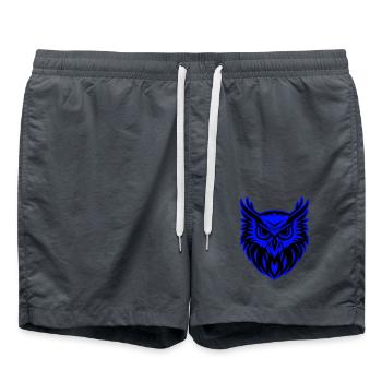 Owl Animal Portrait - Swim Trunks - anthracite - Front - AI Model Male 185 light (185cm)