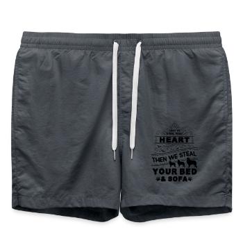 Great Pyrenees Dog Stole Heart - Swim Trunks - anthracite - Front - AI Model Male 185 light (185cm)