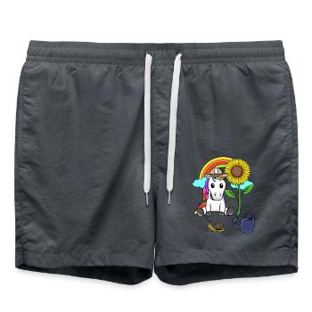 Einhorn Gärtner Sonnenblume Hobbygärtner Schnecke - Badeshorts - Anthrazit - Vorne - AI Model Male 185 light (185cm)