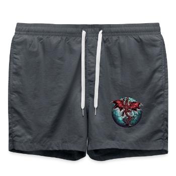 Drache Drachen Planet Planeten - Badeshorts - Anthrazit - Vorne - AI Model Male 185 light (185cm)