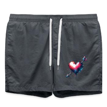 Herz Kunst mit Pfeil Liebevoll - Badeshorts - Anthrazit - Vorne - AI Model Male 185 light (185cm)