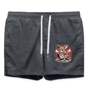 Sad kangaroo reads a book about conformity - Swim Trunks - anthracite - Front - AI Model Male 185 light (185cm)