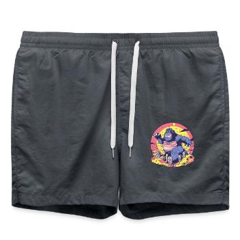 Drôle de monstre se promène dans la ville - Short de bain - charbon - Devant - AI Model Male 185 light (185cm)