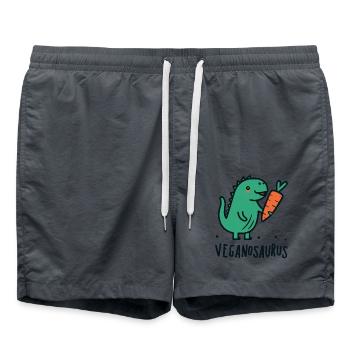 Veganosaurus Vegan Dinosaur Pun - Swim Trunks - anthracite - Front - AI Model Male 185 light (185cm)