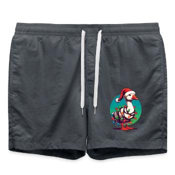 gWeihnachten Lustiger Tollpatsch Gans - Badeshorts - Anthrazit - Vorne - AI Model Male 185 light (185cm)