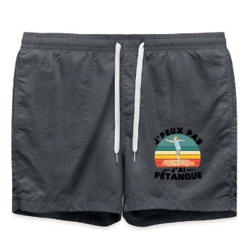 I Can't I Pétanque Humor Geschenk - Badeshorts - Anthrazit - Vorne - AI Model Male 185 light (185cm)
