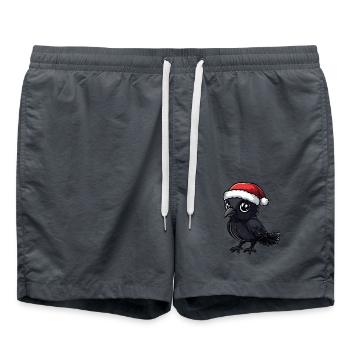 Raven Crow Christmas - Swim Trunks - anthracite - Front - AI Model Male 185 light (185cm)