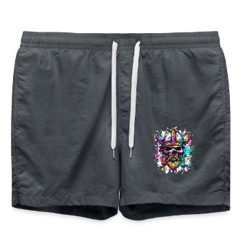 Viking Skull - Swim Trunks - anthracite - Front - AI Model Male 185 light (185cm)