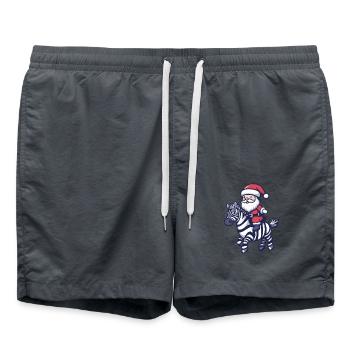 Zebra Weihnachtsmann Cartoon - Badeshorts - Anthrazit - Vorne - AI Model Male 185 light (185cm)