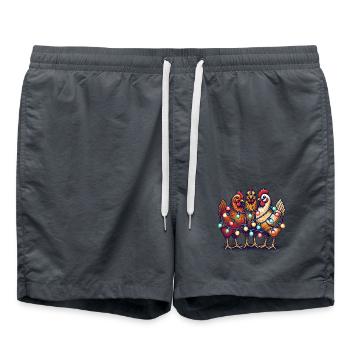Christmas Funny Chickens With Fairy Lights - Swim Trunks - anthracite - Front - AI Model Male 185 light (185cm)