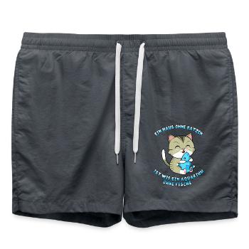 Ein Haus ohne Katze, Aquarium ohne Fische - Badeshorts - Anthrazit - Vorne - AI Model Male 185 light (185cm)
