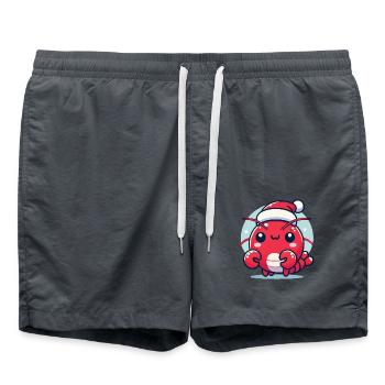 Funny Lobster with Santa Hat - Swim Trunks - anthracite - Front - AI Model Male 185 light (185cm)