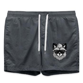 Pomeranian Dog Pomeranian Cool - Swim Trunks - anthracite - Front - AI Model Male 185 light (185cm)