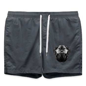 Mastiff Hund Hipster Cool Party - Badeshorts - Anthrazit - Vorne - AI Model Male 185 light (185cm)