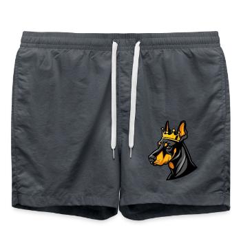 Doberman chien dessin animé couronne - Short de bain - charbon - Devant - AI Model Male 185 light (185cm)