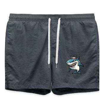 Shark Cartoon Crown - Swim Trunks - anthracite - Front - AI Model Male 185 light (185cm)