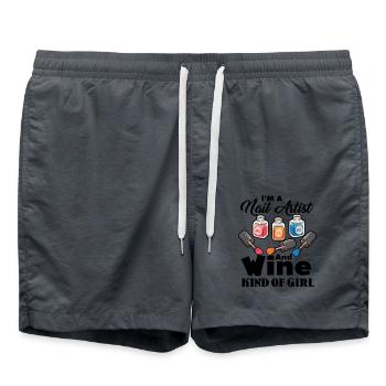 I Am A Nail Artist And Wine Kind Of Girl Shirts - Swim Trunks - anthracite - Front - AI Model Male 185 light (185cm)