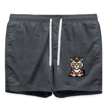Tiger Cartoon Crown - Swim Trunks - anthracite - Front - AI Model Male 185 light (185cm)