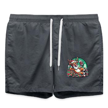 Funny reindeer with beer for Christmas - Swim Trunks - anthracite - Front - AI Model Male 185 light (185cm)