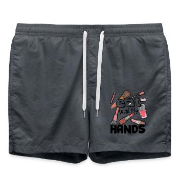 I Eat With My Hands Makeup Artist - Swim Trunks - anthracite - Front - AI Model Male 185 light (185cm)