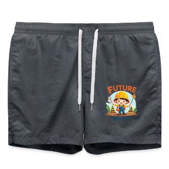 Future Worker – Cute Construction Worker Design - Swim Trunks - anthracite - Front - AI Model Male 185 light (185cm)