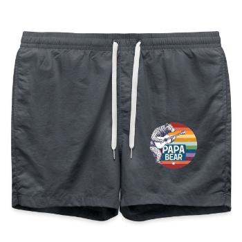 Papa Bear – Design rétro pour les amoureux des ours - Short de bain - charbon - Devant - AI Model Male 185 light (185cm)