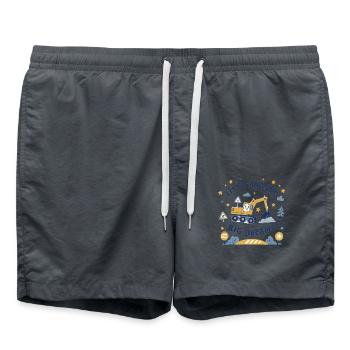 Little Digger Big Dreams – Süßes Bagger Design - Badeshorts - Anthrazit - Vorne - AI Model Male 185 light (185cm)