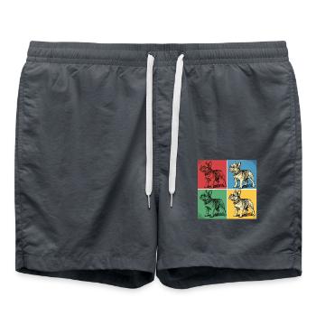 Bouledogue français Pop Art Design - Short de bain - charbon - Devant - AI Model Male 185 light (185cm)