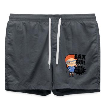 Lacrosse Girl I Beat People With A Stick - Swim Trunks - anthracite - Front - AI Model Male 185 light (185cm)