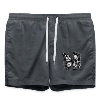Papillon et crâne : élégance mystique - Short de bain - charbon - Devant - AI Model Male 185 light (185cm)