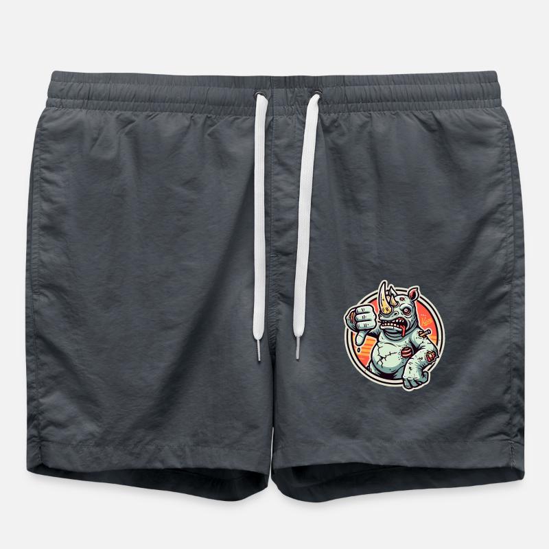 Dissatisfied and thumbs-down zombie rhinoceros - Swim Trunks - anthracite