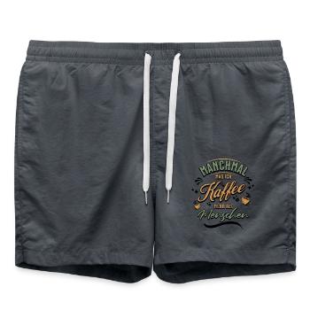Lustiger Spruch Kaffee Menschen Statement - Badeshorts - Anthrazit - Vorne - AI Model Male 185 light (185cm)