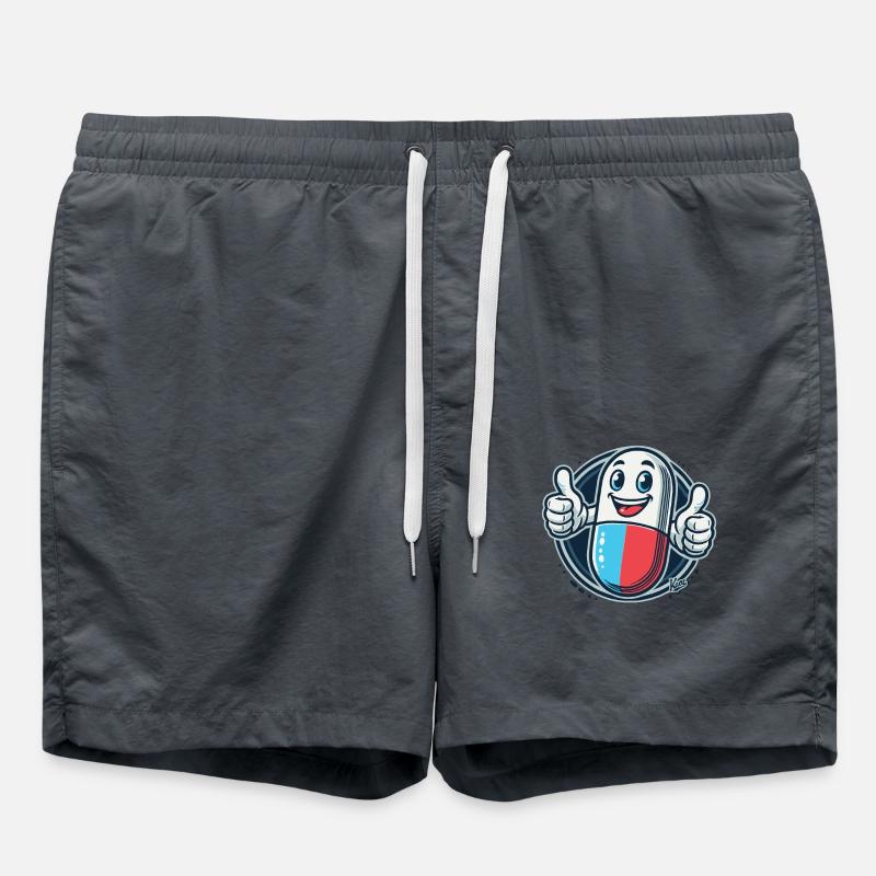Pouce levé, pilule médicinale heureuse - Short de bain - charbon