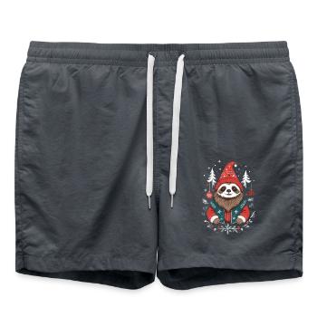Weihnachtliches Faultier Im Winterwald - Badeshorts - Anthrazit - Vorne - AI Model Male 185 light (185cm)