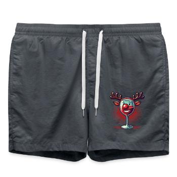 Weihnachtliches Weinglas Rentier - Badeshorts - Anthrazit - Vorne - AI Model Male 185 light (185cm)