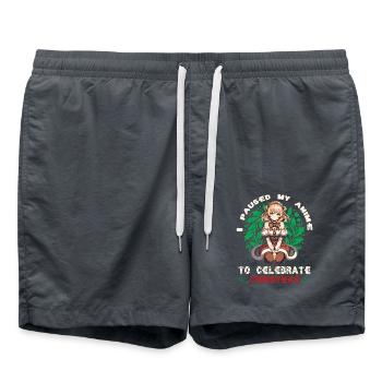 Anime Christmas Kawaii Celebration - Swim Trunks - anthracite - Front - AI Model Male 185 light (185cm)