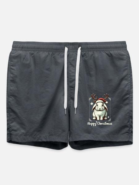 Hoppy Christmas Lustiges Rentier Kaninchen - Badeshorts - Anthrazit