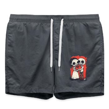Couple squelette avec amour et cœur - Short de bain - charbon - Devant - AI Model Male 185 light (185cm)