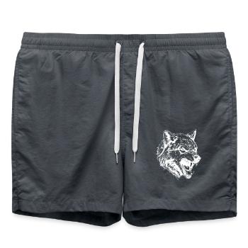 Wolf Tier Porträt - Badeshorts - Anthrazit - Vorne - AI Model Male 185 light (185cm)