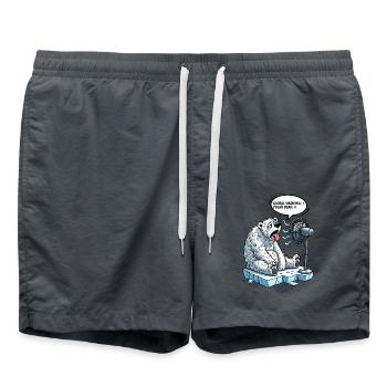 Global Warming Polar Bear Funny Climate Design - Badeshorts - Anthrazit - Vorne - AI Model Male 185 light (185cm)