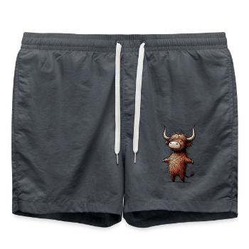 Happy Highland Cow Cute Social Media Design - Badeshorts - Anthrazit - Vorne - AI Model Male 185 light (185cm)