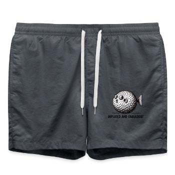 Gonflé et fabuleux Pufferfish Humour Design - Short de bain - charbon - Devant - AI Model Male 185 light (185cm)