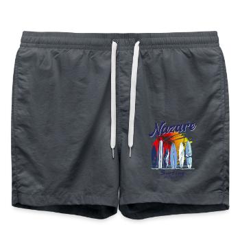 Nazare Portugal Atlantic Surfer Surfing - Swim Trunks - anthracite - Front - AI Model Male 185 light (185cm)