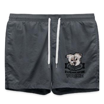 Mom Of A Freaking Awesome Yorkie - Swim Trunks - anthracite - Front - AI Model Male 185 light (185cm)