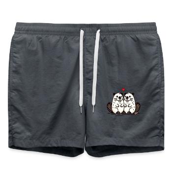 Couple de castors amoureux - Short de bain - charbon - Devant - AI Model Male 185 light (185cm)