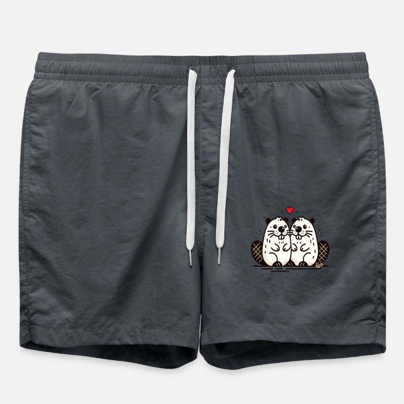 Couple de castors amoureux - Short de bain - charbon