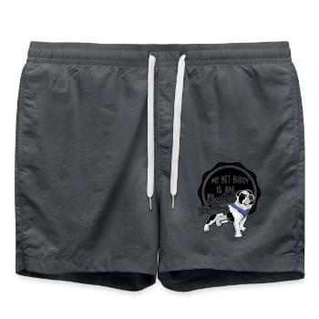 My best buddy is an english bulldog - Swim Trunks - anthracite - Front - AI Model Male 185 light (185cm)