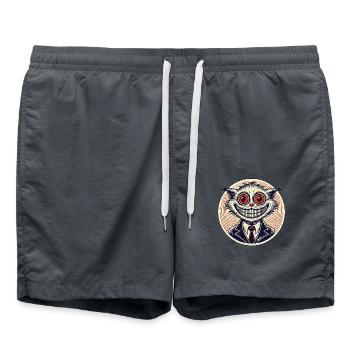 Horror Grin Cat - Swim Trunks - anthracite - Front - AI Model Male 185 light (185cm)