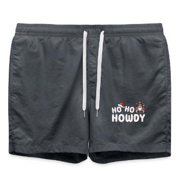 Santa Claus Cowboy Ho Ho Howdy - Swim Trunks - anthracite - Front - AI Model Male 185 light (185cm)