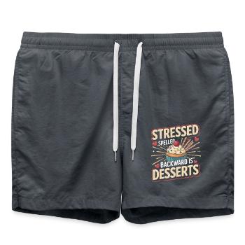 Stressed Spelled Backward Is Desserts Food Lover - Swim Trunks - anthracite - Front - AI Model Male 185 light (185cm)